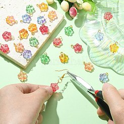 30個5色手作りランプワークチャーム  金色の304ステンレススチールループ付き  梅の花のチャーム  ミックスカラー  18x12.5x5mm  穴：3mm  6個/カラー&nbsp;PALLOY-CJ0002-66