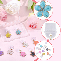 8 個のプラスチックモバイル防塵プラグ  花  合金エナメルペンダント付き  ゴールドカラー  ミックスカラー  28mm&nbsp;HJEW-SC00191