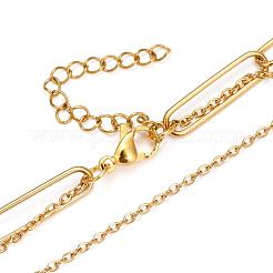 304 Stainless Steel Double Layer Necklaces&nbsp;NJEW-M183-01G