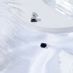 真鍮キュービックジルコニアスタッドピアス1組  正方形  プラチナ  ブラック  6.5x6.5mm&nbsp;EJEW-LP0010-02