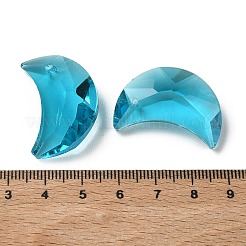 ガラスチャーム  ムーンチャーム  多面カット  ディープスカイブルー  30x20x11mm  穴：1.6mm&nbsp;GLAA-I062-02B-01