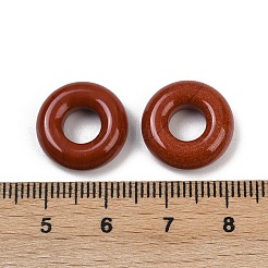 天然石レッドジャスパーペンダント  ドーナツ/円盤チャーム  15x5mm  穴：6mm&nbsp;G-G202-07L