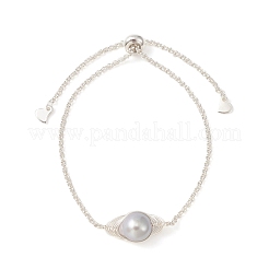 Natural Pearl Link Slider Bracelet&nbsp;BJEW-JB09449-02