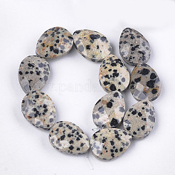 天然石ダルメシアンジャスパービーズ連売り  多面カット  ティアドロップ  18x13~13.5x5.5~6mm  穴：1.2mm  約11個/連  7.8インチ&nbsp;X-G-S354-05