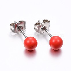 Tarnish Resistant 304 Stainless Steel Spray Painted Stud Earrings&nbsp;EJEW-H353-07-C