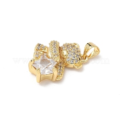 Brass Micro Pave Cubic Zirconia and Glass Pendants&nbsp;KK-Q068-08G