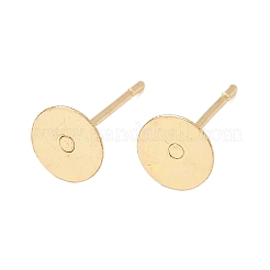 304ステンレススチールスタッドピアス金具  フラットパッドイヤリングポスト  ゴールドカラー  12x6mm  ピン：0.7mm&nbsp;X-STAS-E025-4G