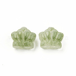 ツートン透明スプレー塗装ガラスビーズ  クラウン  オリーブドラブ  12x14x8.5mm  穴：1mm&nbsp;GLAA-Q092-02-C02