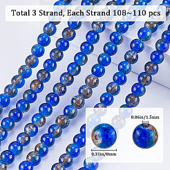 3 Strands Two-Tone Crackle Baking Paint Transparent Glass Beads Strands&nbsp;CCG-SP0001-01B