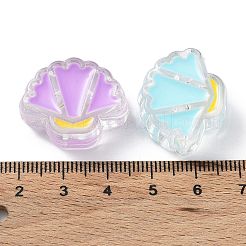 クリアアクリルヨーロピアンビーズ  大穴ビーズ  エナメル  シェル形状  ミックスカラー  20.5x25x9mm  穴：4mm&nbsp;OACR-A029-04