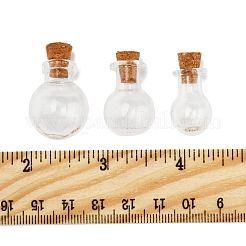 12 個 3 スタイルのガラスボトル  ビーズコンテナ  コルク栓付き  ウィッシングボトル  透明  2.3~2.85x1.7cm  穴：0.6のCM  容量: 2.5~4ml(0.08 fl. oz~0.13 fl. oz)  4個/スタイル&nbsp;AJEW-FS0001-20