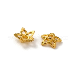 合金ビーズキャップ  鉛フリー＆カドミウムフリー  マルチ花弁花  ゴールドカラー  7.5x2.5mm  穴：1.1mm&nbsp;FIND-G074-01J