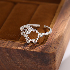 Brass Micro Pave Clear Cubic Zirconia Cuff Open Rings&nbsp;WG50B06-01