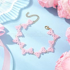 3個 3色ガラスシードビーズ 蝶結びリンクブレスレット 女性用  ミックスカラー  7-7/8インチ（20cm）  1pc /カラー&nbsp;BJEW-MZ00220