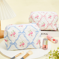 2Pcs 2 Colors Flower Print Cotton & Polyester Cosmetic Zipper Bag&nbsp;AJEW-CN0002-82