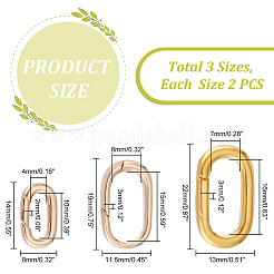6個 3スタイル真鍮スプリングゲートリング  オーバル  ゴールドカラー  14~22x8~13x2~3mm  2個/スタイル&nbsp;FIND-PH0008-41