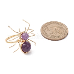 Natural Amethyst Beaded Finger Rings&nbsp;RJEW-TA00210-03