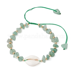 Adjustable Natural & Synthetic Gemstone Chips & Cowrie Shell Beads Braided Bead Bracelets for Women&nbsp;BJEW-MZ00336