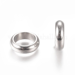 変色しにくい201ステンレススチールスペーサービーズ  フラットラウンド  ステンレス鋼色  12x3.5mm  穴：8.5mm&nbsp;STAS-L238-056G-P