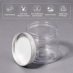 プラスチック製の空の化粧品容器  アルミスクリュートップリッド付き  黒板ステッカーラベル付き  透明  7.1x7.05cm  容量：200ミリリットル&nbsp;CON-BC0006-05E