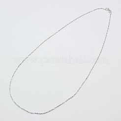 変色防止ロジウムメッキ925スターリングシルバーネックレス  スプリングリングの留め金と  18インチ（45.7cm）  1.3 mm幅&nbsp;STER-E007-2A