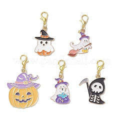 5Pcs Halloween Alloy Enamel Pendant Decorations&nbsp;HJEW-JM03960