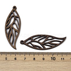 ウォールナットウッドペンダント  葉  ココナッツブラウン  50x17x2.5mm  穴：1.8mm&nbsp;WOOD-A025-15