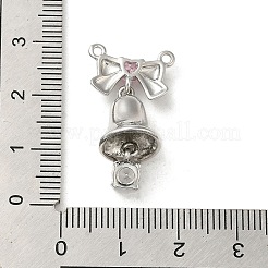 真鍮チャーム  ガラスラインストーン付き  クリスマスベルチャーム  プラチナメッキ  28x15x11mm  穴：1.4mm&nbsp;KK-H455-15P