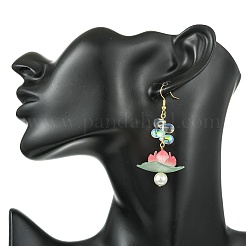 Lotus Glass Dangle Earrings&nbsp;EJEW-TA00812