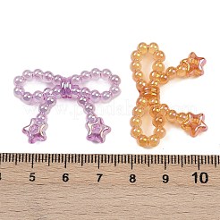 UVメッキ不透明アクリルビーズ  虹色の  星とちょう結び  ミックスカラー  23x33x5mm  穴：2.5mm&nbsp;MACR-C036-15