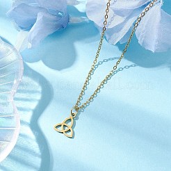 トリニティノット/トリケトラ 304 ステンレススチール ペンダントネックレス  女性用アズキチェーンネックレス  ゴールドカラー  17.99インチ（45.7cm）&nbsp;NJEW-JN04882-01