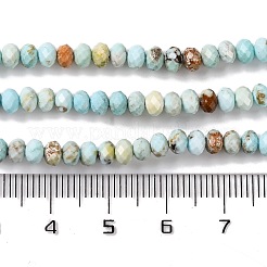 天然石ハウライトビーズ連売り  染め  多面カット  ロンデル  淡いターコイズ  4.5x3mm  穴：0.8mm  約123~127個/連  15.24~15.55''（38.5~39.5センチメートル）&nbsp;X-G-H025-03C-09