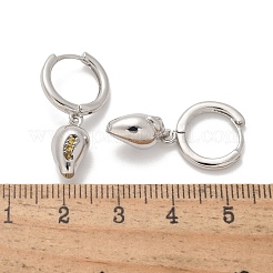 Brass Cubic Zirconia Hoop Earrings&nbsp;EJEW-Q015-01P-F
