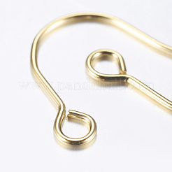 304ステンレススチールピアスフック  耳ワイヤー  水平ループ付き  18KGP本金メッキ  18x15mm  穴：2mm  21ゲージ  ピン：0.7mm&nbsp;STAS-P162-13P-B