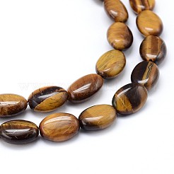 Natural Tiger Eye Flat Oval Bead Strands&nbsp;G-M206-19