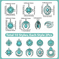20Pcs 10 Styles Bohemia Styles Alloy & Acrylic Pendants&nbsp;FIND-SC0022-80