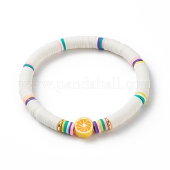 Handmade Polymer Clay Heishi Surfer Stretch Bracelet&nbsp;BJEW-JB08903
