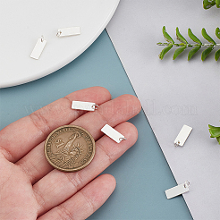 6Pcs 925 Sterling Silver Blank Stamping Tag Rectangle Charms with Jump Rings&nbsp;FIND-PH0023-56