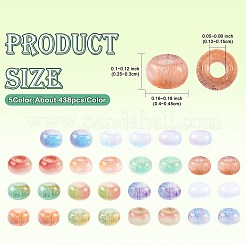 模造キャットアイガラスシードビーズ438個  ロンデル  ツートン  ターコイズ  4~4.5x2.5~3mm  穴：1.2~1.5mm&nbsp;SEED-FS0001-47A