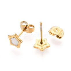 304 Stainless Steel Enamel Star Stud Earrings&nbsp;EJEW-T047-31G-B