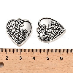 合金のチベット風チャーム  カドミウムフリー＆鉛フリー  ハート  アンティークシルバー  22.5x20x2mm  穴：2mm  約303個/1000g&nbsp;FIND-C043-027AS