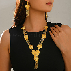 Middle Eastern Vintage Style Alloy Heart Tassel Earrings & Necklaces Sets for Women&nbsp;MM5768