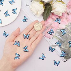 エナメルをあしらったプリントアロイペンダント  鉛フリー＆カドミウムフリー  蝶の形  ライトゴールド  藤紫色  15.5x22x2mm  穴：1.8mm  40個/箱&nbsp;PALLOY-SC0002-90A