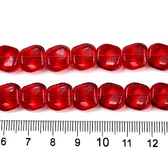 電気メッキガラスビーズセット  パール光沢メッキ  正方形  レッド  10.5x10.5~11x6.5mm  穴：1mm  約59~60個/連  25.12~25.59インチ（63.8~65cm）&nbsp;EGLA-N012-07N