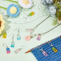 18Pcs 9 Colors Resin Bear Pendant Stitch Marker&nbsp;HJEW-NB00012