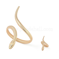 合金ラップスネークカフバングル＆リングセット女性用  ライトゴールド  内径：18mm&nbsp;SJEW-R001-01KCG