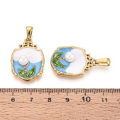 304 Stainless Steel & Enamel & ABS Imitation Pearl Pendants&nbsp;STAS-T072-88A-G