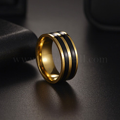 男性用ステンレススチールエナメル指輪201個  ゴールドカラー  8mm  usサイズ10（19.8mm）&nbsp;FS-WGADAB4-04