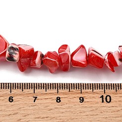 天然トロチッドシェル/トロカスシェルビーズ連売り  染め  ナゲット  レッド  5~22x7~15x3~8mm  穴：1.2mm  約65~70個/連  14.69~15.35''（37.3~39センチメートル）&nbsp;SHEL-B003-02I