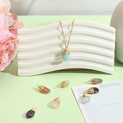 8Pcs 8 Styles Natural Mixed Stone Teardrop Pendants&nbsp;PALLOY-CA00031